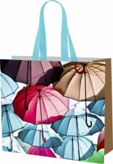 Omyvatelná nákupní taška, 45 × 40 × 18 cm, vzor deštníky