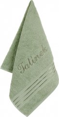 Froté ručník kolekce Linie s výšivkou Tatínek - 50x100 cm - zelená