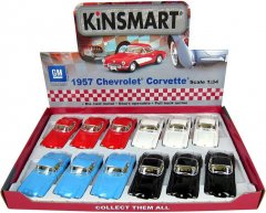 KINSMART Auto model 1:34 CHEVROLET CORVETTE 1957 kov PB 12,5cm 4 barvy