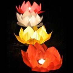 Vodní lampion - lotos: červená