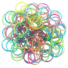 Loom bands sada: háček, gumičky a spojky: mix transparentní barvy