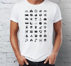 Cestovní tričko s ikonami - Barva: Bílá Velikost: - M