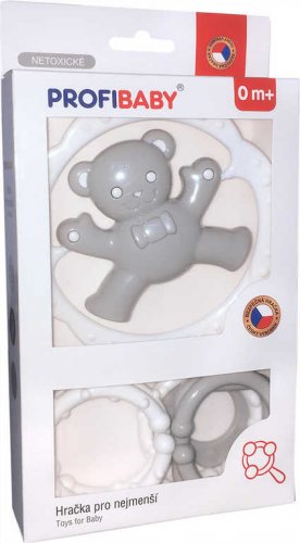 PROFIBABY Baby chrastítko medvídek s tvary pro miminko v krabici
