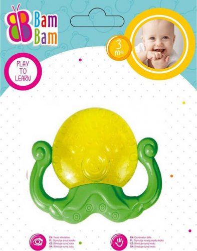 BAM BAM Baby kousátko gelové chobotnice žluto-fialová pro miminko