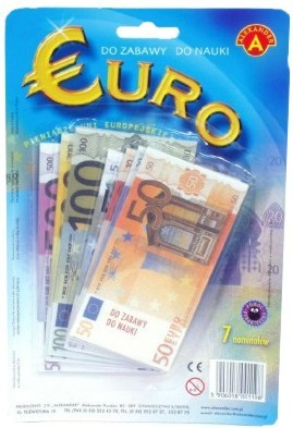 Peníze EURA makety BANKOVKY dětské