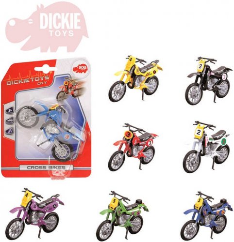 DICKIE Motocykl Crooss 12cm krosový závodní volný chod 8 druhů plast