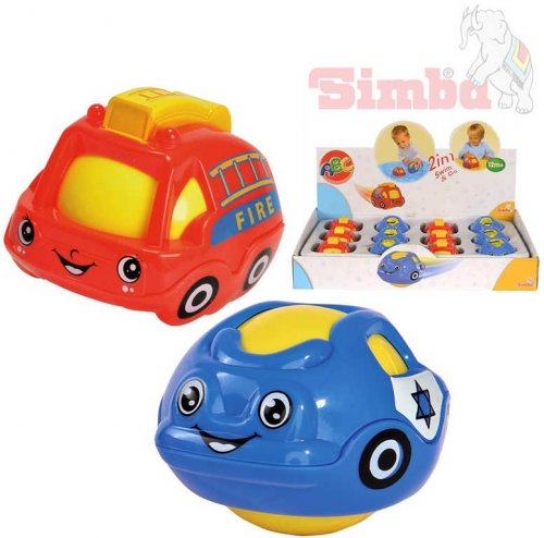 SIMBA Baby autíčko do vody na zem s balónkem 2v1 policie / hasiči 2 druhy plast