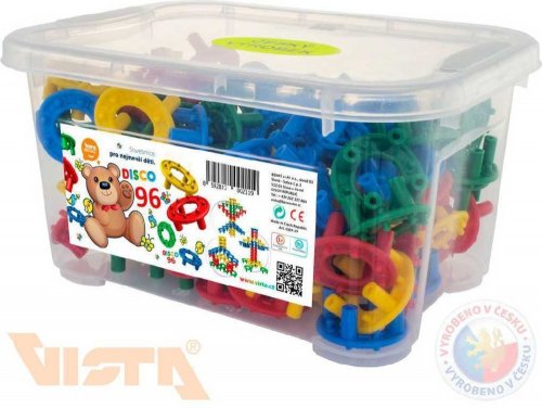 VISTA Stavebnice plastové kroužky DISCO set 96 dílků v boxu pro nejmenší