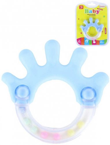 Baby chrastítko ruka s kuličkami pastelové pro miminko plast