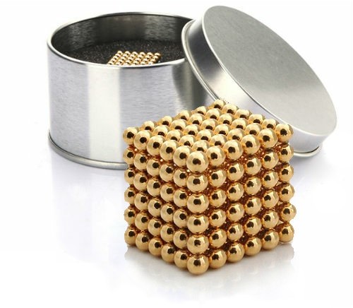 NeoCube zlatý 5mm - magnetická kostka - v plechu