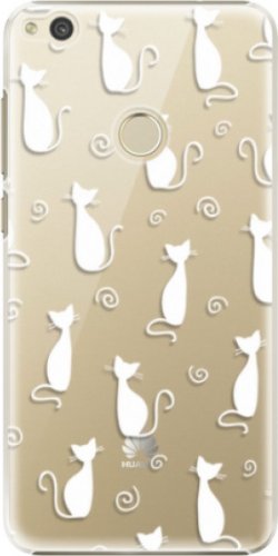 Plastové pouzdro iSaprio - Cat pattern 05 - white - Huawei P9 Lite 2017