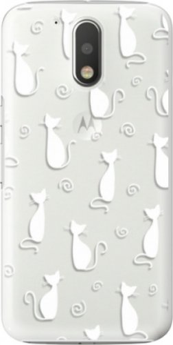 Plastové pouzdro iSaprio - Cat pattern 05 - white - Lenovo Moto G4 / G4 Plus