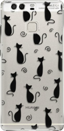 Plastové pouzdro iSaprio - Cat pattern 05 - black - Huawei P9