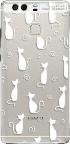 Plastové pouzdro iSaprio - Cat pattern 05 - white - Huawei P9