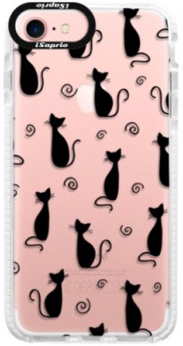 Silikonové pouzdro Bumper iSaprio - Cat pattern 05 - black - iPhone 7