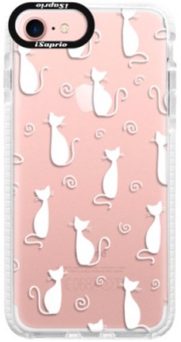 Silikonové pouzdro Bumper iSaprio - Cat pattern 05 - white - iPhone 7