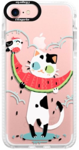 Silikonové pouzdro Bumper iSaprio - Cat with melon - iPhone 7