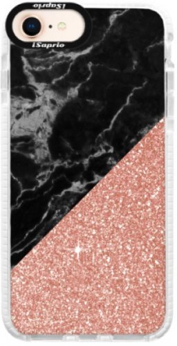 Silikonové pouzdro Bumper iSaprio - Rose and Black Marble - iPhone 8