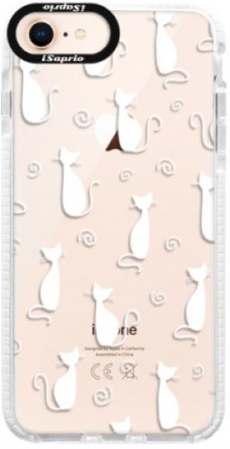 Silikonové pouzdro Bumper iSaprio - Cat pattern 05 - white - iPhone 8