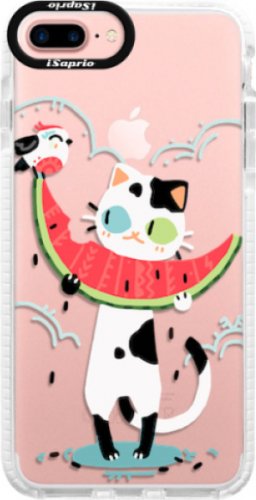 Silikonové pouzdro Bumper iSaprio - Cat with melon - iPhone 7 Plus