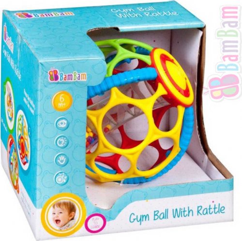 BAM BAM Baby Koule gumová gym ball s chrastítkem pro miminko