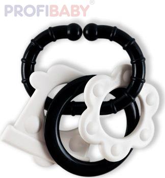 PROFIBABY Baby kousátko 3 tvary s klipem černobílé pro miminko