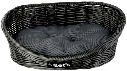 Let's Pet Bed proutěný košík - antracit, vel.  S (43x36cm)