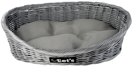 Let's Pet Bed proutěný košík - šedý, vel.  S (43x36cm)