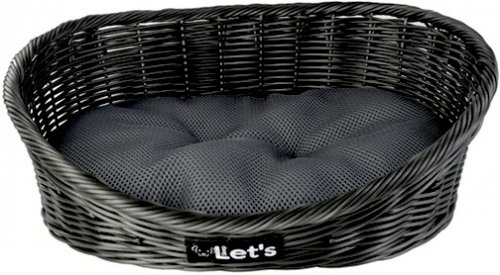 Let's Pet Bed proutěný košík - antracit, vel. M (54x40cm)