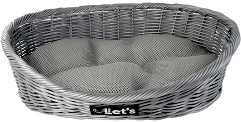 Let's Pet Bed proutěný košík - šedý, vel. M (54x40cm)