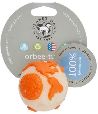 Orbee-Tuff® Ball Zeměkoule fosfor/oranžová  S 5,5cm