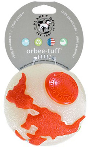 Orbee-Tuff® Ball Zeměkoule fosfor/oranžová L 11cm